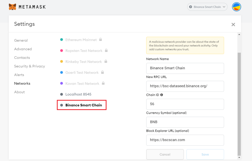 Ket Noi Metamask Binance Smart Chain 3